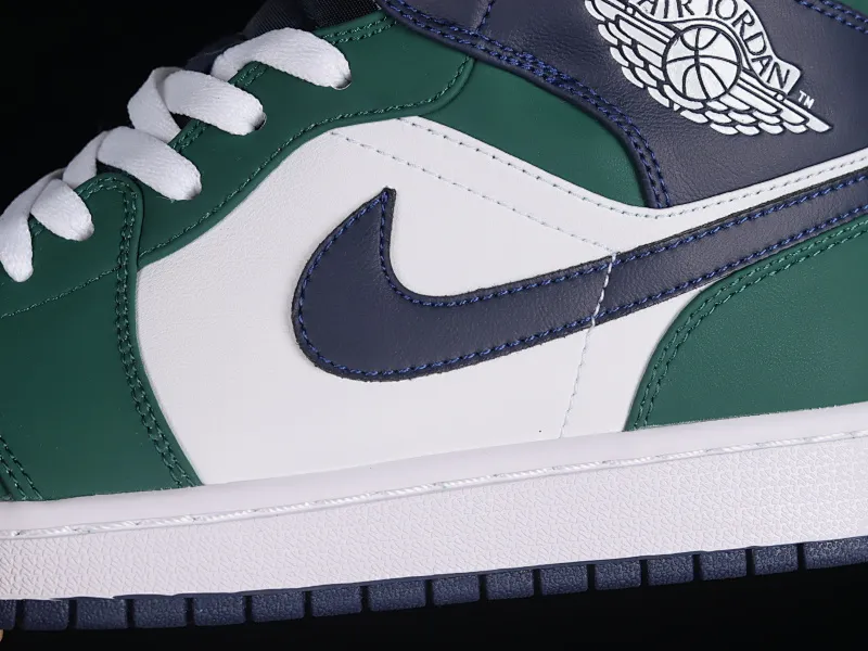 All categories Air Jordan Jordan series basketball shoes Air Jordan 1 Mid Air Jordan 1 Mid SE AJ1 Joe 1 navy blue and green color matching Zhongbang basketball shoes DZ5326-300